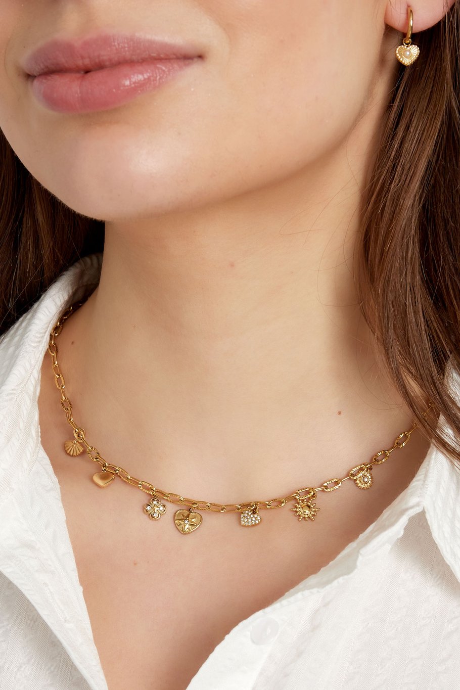 Charm-Halskette im täglichen Stil – Goldfarbe - Goldfarbefarbe Bild3